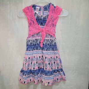 Extremely Me size 5/6 pink blue lace boho summer dress